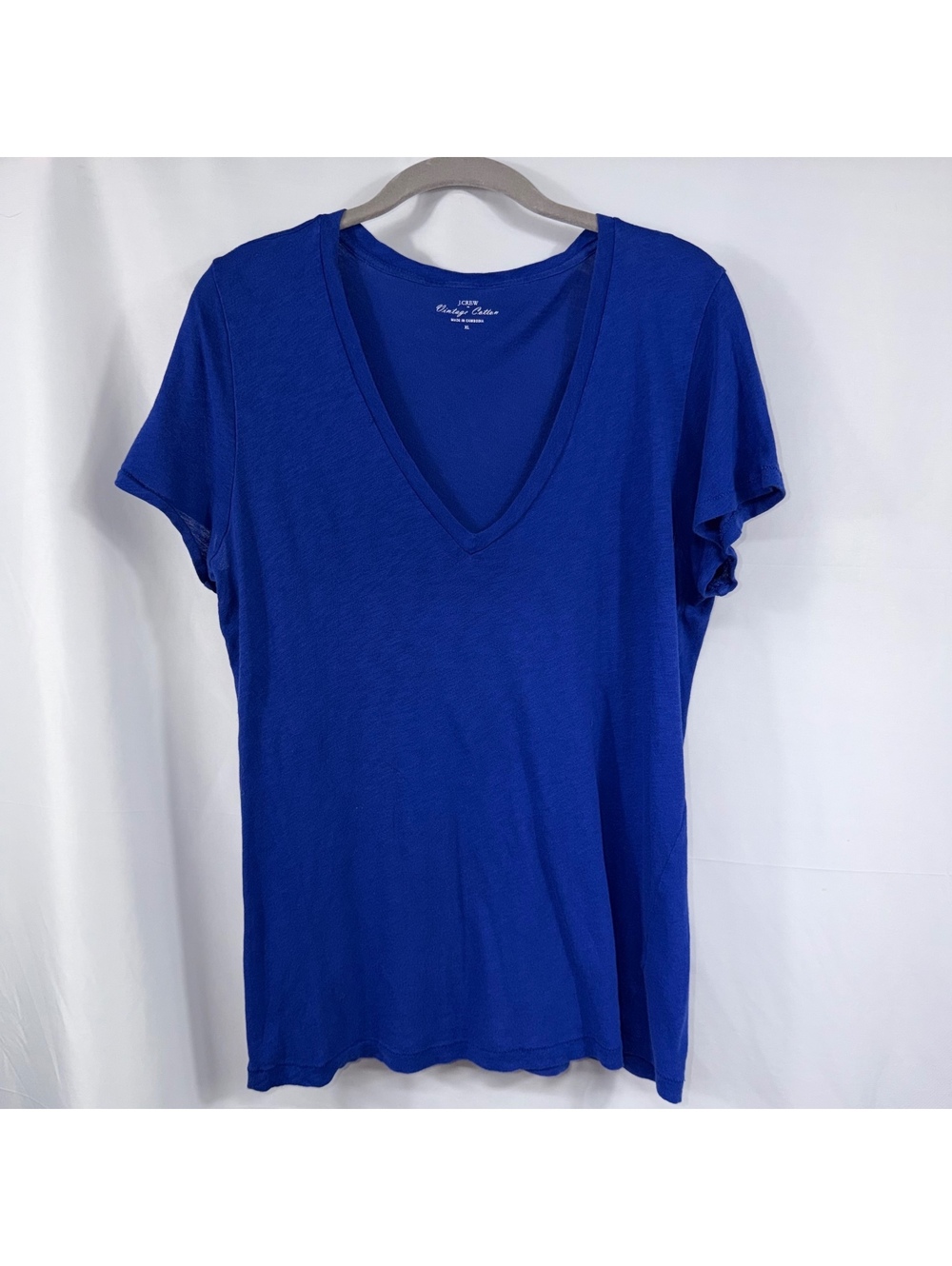J.Crew Vintage Cotton V-Neck T-Shirt XL Cobalt Blue